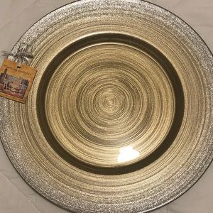 Turkish Large Gold Metallic/Glitter Severing Plate